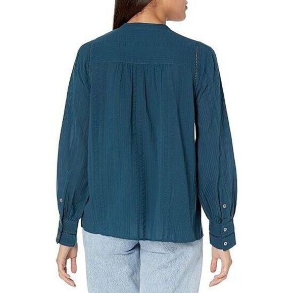 Joie Women's Sz XL Dark Teal Fano Button Front Long Sleeve Blouse - Picture 2 of 10